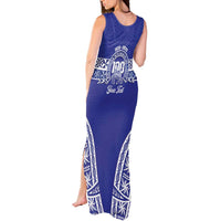Personalised Queen Salote College Tank Maxi Dress Kolisi Fefine 100th Anniversary Kupesi Blue - Polynesian Pride