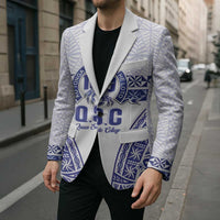 Personalised Queen Salote College Blazer Kolisi Fefine 100th Anniversary Kupesi White - Polynesian Pride