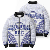Personalised Queen Salote College Bomber Puffer Jacket Kolisi Fefine 100th Anniversary Kupesi White - Polynesian Pride