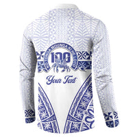 Personalised Queen Salote College Button Sweatshirt Kolisi Fefine 100th Anniversary Kupesi White - Polynesian Pride