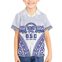 Personalised Queen Salote College Family Matching Long Sleeve Bodycon Dress and Hawaiian Shirt Kolisi Fefine 100th Anniversary Kupesi White - Polynesian Pride