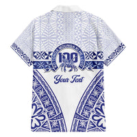 Personalised Queen Salote College Family Matching Off The Shoulder Long Sleeve Dress and Hawaiian Shirt Kolisi Fefine 100th Anniversary Kupesi White - Polynesian Pride