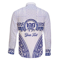 Personalised Queen Salote College Family Matching Short Sleeve Bodycon Dress and Hawaiian Shirt Kolisi Fefine 100th Anniversary Kupesi White - Polynesian Pride