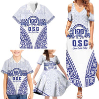 Personalised Queen Salote College Family Matching Summer Maxi Dress and Hawaiian Shirt Kolisi Fefine 100th Anniversary Kupesi White - Polynesian Pride