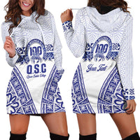 Personalised Queen Salote College Hoodie Dress Kolisi Fefine 100th Anniversary Kupesi White - Polynesian Pride