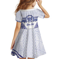 Personalised Queen Salote College Kid Short Sleeve Dress Kolisi Fefine 100th Anniversary Kupesi White - Polynesian Pride