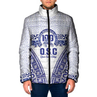 Personalised Queen Salote College Padded Jacket Kolisi Fefine 100th Anniversary Kupesi White - Polynesian Pride