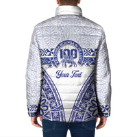 Personalised Queen Salote College Padded Jacket Kolisi Fefine 100th Anniversary Kupesi White - Polynesian Pride