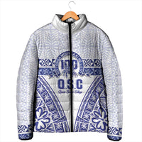 Personalised Queen Salote College Padded Jacket Kolisi Fefine 100th Anniversary Kupesi White - Polynesian Pride