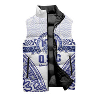 Personalised Queen Salote College Sleeveless Puffer Jacket Kolisi Fefine 100th Anniversary Kupesi White - Polynesian Pride