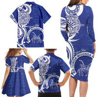 Personalised Queen Salote College Family Matching Long Sleeve Bodycon Dress and Hawaiian Shirt QSC Est 1926 Ngatu Pattern - Polynesian Pride