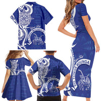 Personalised Queen Salote College Family Matching Short Sleeve Bodycon Dress and Hawaiian Shirt QSC Est 1926 Ngatu Pattern - Polynesian Pride
