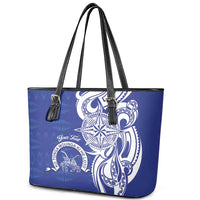 Personalised Queen Salote College Leather Tote Bag QSC Est 1926 Ngatu Pattern - Polynesian Pride