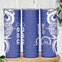 Personalised Queen Salote College Skinny Tumbler QSC Est 1926 Ngatu Pattern - Polynesian Pride