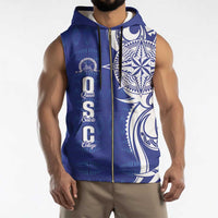Personalised Queen Salote College Sleeveless Zip Hoodie QSC Est 1926 Ngatu Pattern - Polynesian Pride
