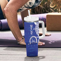 Personalised Queen Salote College Tumbler With Handle QSC Est 1926 Ngatu Pattern - Polynesian Pride
