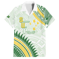 Personalised Samoa Ua Potopoto Family Matching Off The Shoulder Long Sleeve Dress and Hawaiian Shirt SUP Est 2025 Samoan Pattern - Polynesian Pride