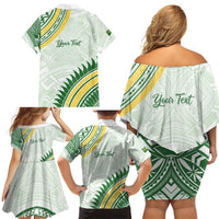 Personalised Samoa Ua Potopoto Family Matching Off Shoulder Short Dress and Hawaiian Shirt SUP Est 2025 Samoan Pattern - Polynesian Pride