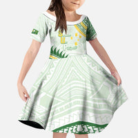 Personalised Samoa Ua Potopoto Kid Short Sleeve Dress SUP Est 2025 Samoan Pattern - Polynesian Pride