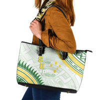 Samoa Ua Potopoto Leather Tote Bag SUP Est 2025 Samoan Pattern - Polynesian Pride
