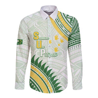 Personalised Samoa Ua Potopoto Long Sleeve Button Shirt SUP Est 2025 Samoan Pattern - Polynesian Pride