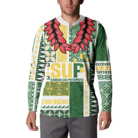 Samoa Uniting Party Button Sweatshirt SUP Est 2025 Siapo Pattern - Polynesian Pride