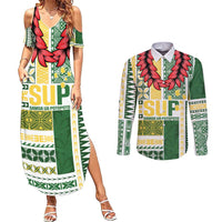Samoa Uniting Party Couples Matching Summer Maxi Dress and Long Sleeve Button Shirt SUP Est 2025 Siapo Pattern - Polynesian Pride