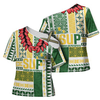Samoa Uniting Party Cross Shoulder Shirt SUP Est 2025 Siapo Pattern - Polynesian Pride
