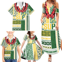 Samoa Uniting Party Family Matching Summer Maxi Dress and Hawaiian Shirt SUP Est 2025 Siapo Pattern - Polynesian Pride