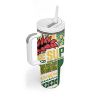 Samoa Uniting Party Tumbler With Handle SUP Est 2025 Siapo Pattern - Polynesian Pride