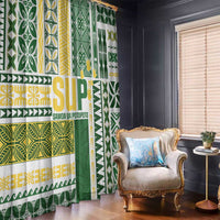 Samoa Uniting Party Window Curtain SUP Est 2025 Siapo Pattern - Polynesian Pride