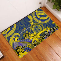 Niue Peniamina Gospel Day Rubber Doormat Unique Niean Hiapo LT14 Blue - Polynesian Pride