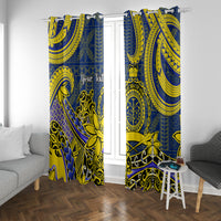 Personalised Niue Peniamina Gospel Day Window Curtain Unique Niean Hiapo LT14 With Grommets Blue - Polynesian Pride