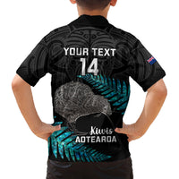 Custom New Zealand Silver Fern Rugby Family Matching Off Shoulder Maxi Dress and Hawaiian Shirt Pacific 2023 Kia Haka Kiwis With Maori Ta Moko LT14 - Polynesian Pride