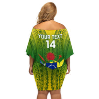 Custom Cook Islands Rugby Off Shoulder Short Dress Pacific 2023 Go The Kukis LT14 - Polynesian Pride
