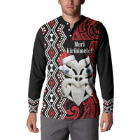 Personalised New Zealand Christmas Button Sweatshirt Meri Kirihimete Maori Wheku - Taniko Art