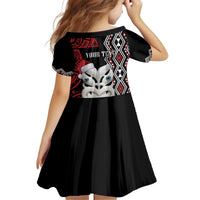 Personalised New Zealand Christmas Kid Short Sleeve Dress Meri Kirihimete Maori Wheku - Taniko Art LT14 - Polynesian Pride