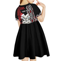 Personalised New Zealand Christmas Kid Short Sleeve Dress Meri Kirihimete Maori Wheku - Taniko Art LT14 - Polynesian Pride