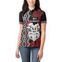 Personalised New Zealand Christmas Women Polo Shirt Meri Kirihimete Maori Wheku - Taniko Art LT14 - Polynesian Pride