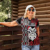 Personalised New Zealand Christmas Women Polo Shirt Meri Kirihimete Maori Wheku - Taniko Art LT14 - Polynesian Pride