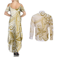 Polynesia Dolphins Couples Matching Summer Maxi Dress and Long Sleeve Button Shirt Valentine Day Floral Polynesian - Vintage Brown LT14 - Polynesian Pride
