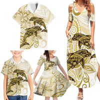 Polynesia Dolphins Family Matching Summer Maxi Dress and Hawaiian Shirt Valentine Day Floral Polynesian - Vintage Brown LT14 - Polynesian Pride