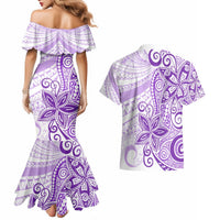 Polynesia Dolphins Couples Matching Mermaid Dress and Hawaiian Shirt Valentine Day Floral Polynesian - Vintage Purple LT14 - Polynesian Pride