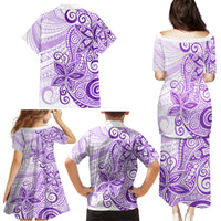 Polynesia Dolphins Family Matching Puletasi and Hawaiian Shirt Valentine Day Floral Polynesian - Vintage Purple LT14 - Polynesian Pride