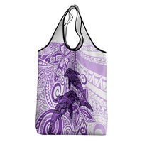 Polynesia Dolphins Grocery Bag Valentine Day Floral Polynesian - Vintage Purple