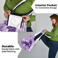 Polynesia Dolphins Grocery Bag Valentine Day Floral Polynesian - Vintage Purple