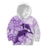 Polynesia Dolphins Kid Hoodie Valentine Day Floral Polynesian - Vintage Purple LT14 Hoodie Purple - Polynesian Pride