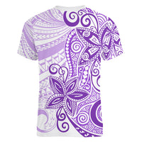 Polynesia Dolphins Women V Neck T Shirt Valentine Day Floral Polynesian - Vintage Purple LT14 - Polynesian Pride