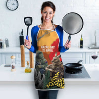 New Zealand and Australia ANZAC Day Apron Sliver Fern Kakapo With Golden Wattle Kangaroo - Polynesian Pride