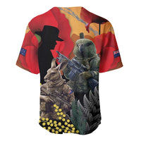 New Zealand and Australia ANZAC Day Baseball Jersey Sliver Fern Kakapo With Golden Wattle Kangaroo LT14 - Polynesian Pride